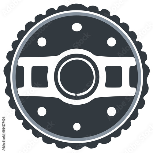 Automotive Connecting Rod Piston Design in Dark Gray and White with Rounded Rim