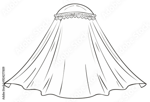 Baby Crib Canopy Design Vector Illustration Nursery Room Decoration Outline