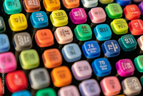 Multicolored markers. Different shades. Felt-tip pen set.