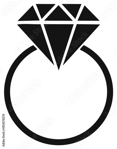 Diamond Ring Icon Symbol of Engagement Wedding Proposal Love and Luxury