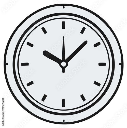Simple analog clock face graphic with hour and minute hands showing time a useful icon for scheduling