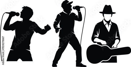 Silhouettes of three musicians performing