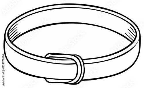 Simple Line Drawing of a Round Animal Collar with Buckle Attachment