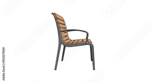 Brown wicker chair with black metal frame for outdoor seating and patio furniture