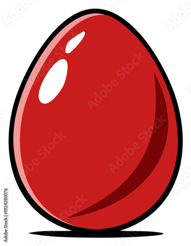 Bright Red Easter Egg with Smooth Glossy Surface