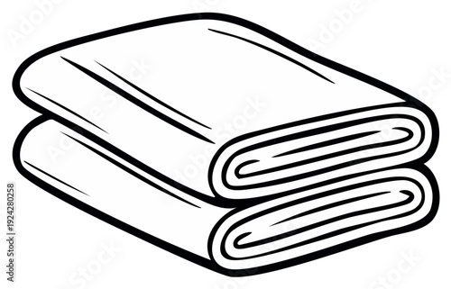 Stacked Clean Folded Laundry Linens Monochrome Illustration Icon Design Style