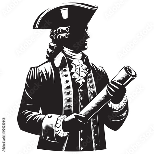 Minuteman Arms Crossed Revolutionary Silhouette Vector