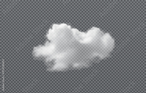 Vector realistic cloud, smoke or fog on isolated transparent background. Cloud png. Smoke pn