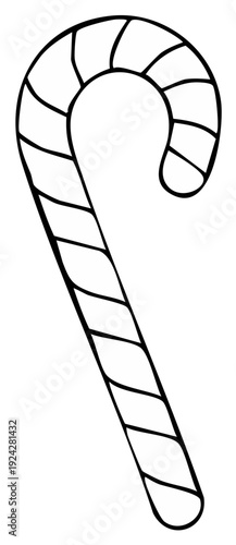 Outline illustration of a candy cane, a traditional holiday confection