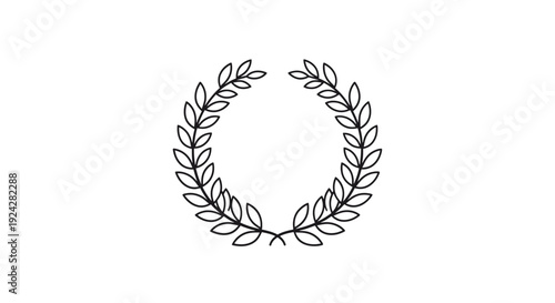 Simple black laurel wreath illustration on white background.