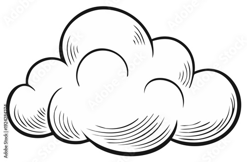 Cartoon cloud illustration with stylized shading and outlines.