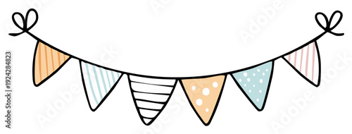 Bunting banner with pattern triangle flags for party, decoration and holiday celebration invitation card