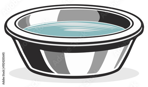 Illustration of a Silver Bowl Containing Water