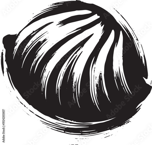 Minimalist Sumi-e Style Depiction of a Russian Pelmeni Dumpling