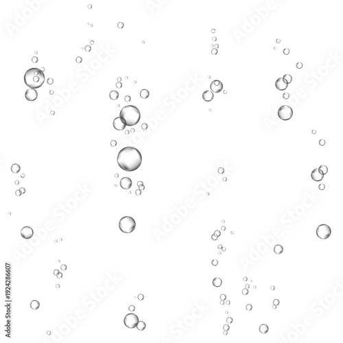 Oxygen air bubbles  flow  in water on white  background.
