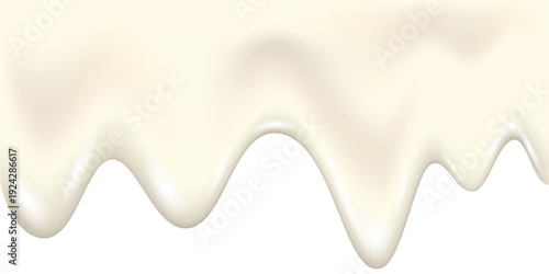 Yogurt wave realistic 3d texture, dripping cream.
