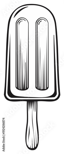 Classic Double Popsicle on a Wooden Stick Illustration