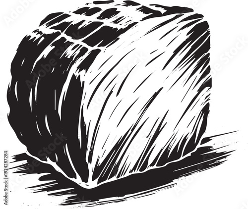 Minimalist Sumi-e Art Depicting a Traditional Corned Beef Cut Cl