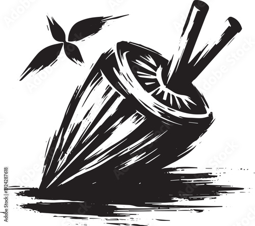 Minimalist Sumi-e Style Depiction of a Latin American Culinary I