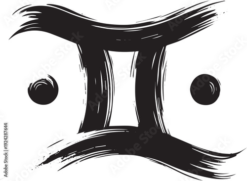 Minimalist Sumi-e Style Gemini Astrological Symbol Icon for Desi