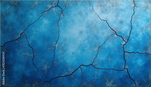 A blue vintage grunge wall texture with aged brown paint patterns on a rough worn canvas backdrop creates a retro antique paper design