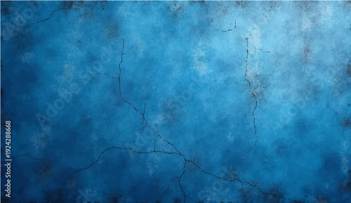 A blue vintage grunge wall texture with aged brown paint patterns on a rough worn canvas backdrop creates a retro antique paper design