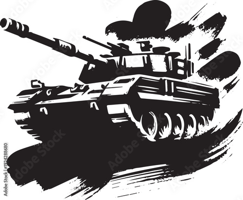 Minimalist Sumi-e Style Infantry Fighting Vehicle Icon, Simple M