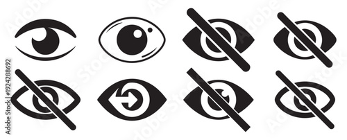 Eye and Hidden Eye Icon Set. Visibility, Privacy, Show Hide View Symbols icon collection. Vector illustration eps 10