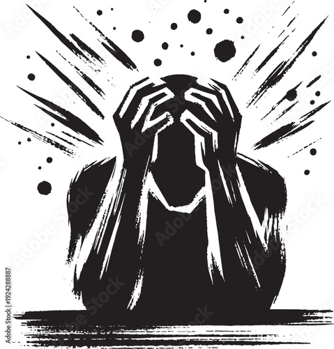 Despair Brush Stroke Illustration Conveying Isolation and Emotio
