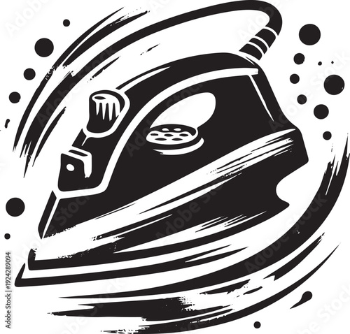 Monochromatic iron illustration in simplistic ink wash painting