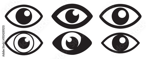 Eye Icon Set. Collection Vision, View, Visibility and Observation Symbols. Vector illustration eps 10