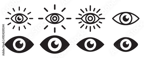 Stylized Eye Icon Set. with Eyelashes Vision, Beauty and View Symbols Vector Collection. Vector illustration eps 10