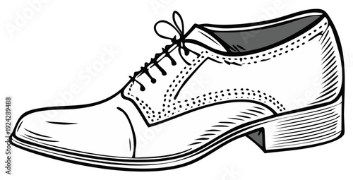 Elegant Vector Illustration of a Classic Men's Dress Shoe with Lace Detailing