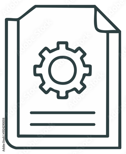 Document with Gear Outline Symbolizing Technical Specifications or Settings Configuration