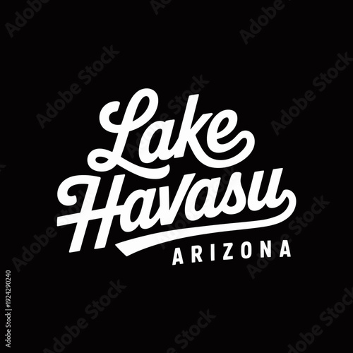 Stylish logo for lake havasu in arizona featuring a bold script design isolated on white background, Vector, illustration