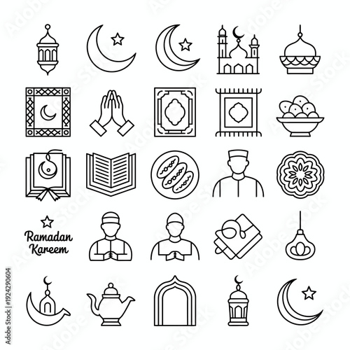 Diverse collection of icons representing various professions and activities isolated on white background, Vector, illustration