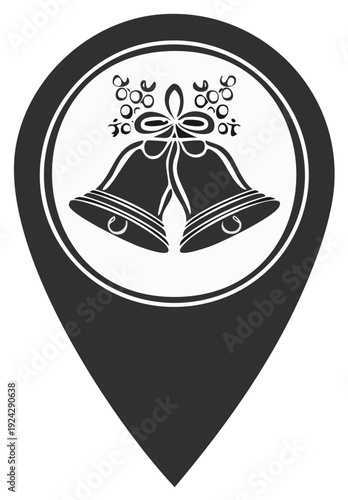 Free Download Wedding bells icon with map marker for marriage location symbol - GFXLoad