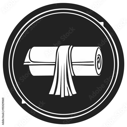 Rolled Fabric Bolt Icon Emblem Design for Clothing Shop, Textile Industry, or Tailor Business