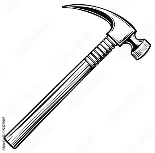 Retro Claw Hammer Tool with Stylized Handle and Metal Head