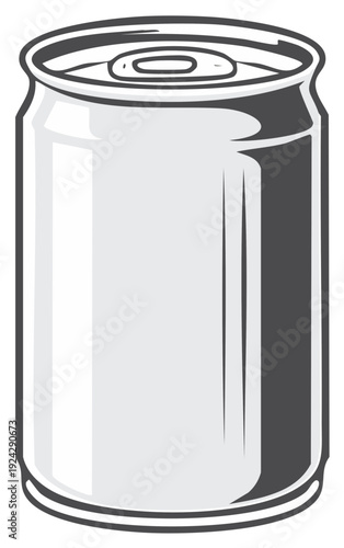 Classic Aluminum Beverage Can Outline with Highlighted Shadow Detail