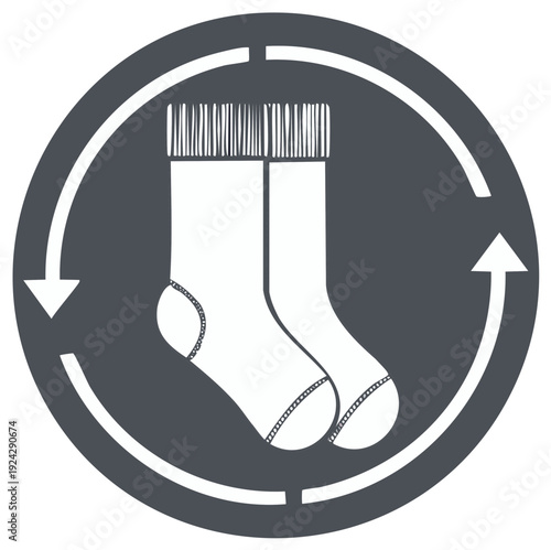 Icon of two socks with a circular arrow indicating a cycle or rotation