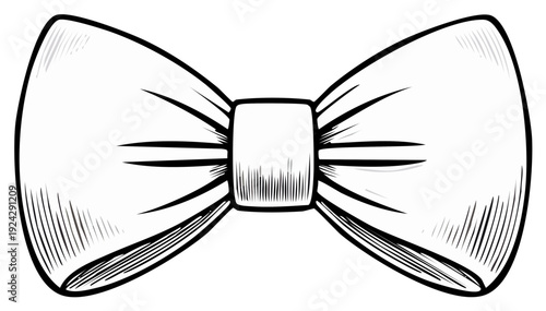 Detailed illustration of a formal bow tie in black line drawing style creating elegance and sophistication