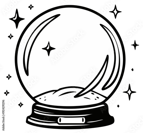 Crystal Ball Illustration with Stars and Decorative Design