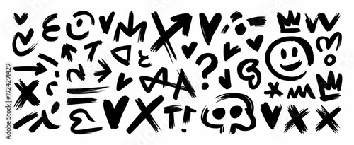 Ancient symbols and glyphs from various historical and cultural scripts isolated on white background, Vector, illustration