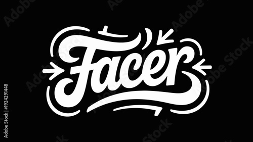 Stylish cursive logo design featuring the word facer with artistic arrows isolated on white background, Vector, illustration