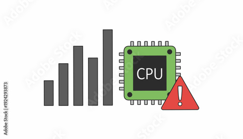 CPU Performance Graph with Warning Signal Indicating Potential Issue.