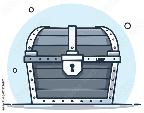 Treasure Chest Illustration Antique Locked Valuable Container Secret Secure