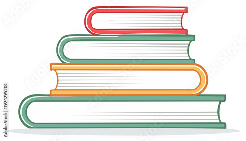 Colorful Stack of Books Illustration Vector Cartoon Style Education, Reading, and Knowledge Graphic