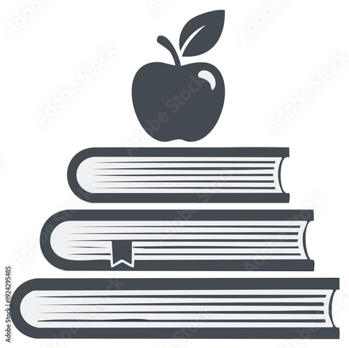 Stack of books with apple on top symbolizing education and learning knowledge
