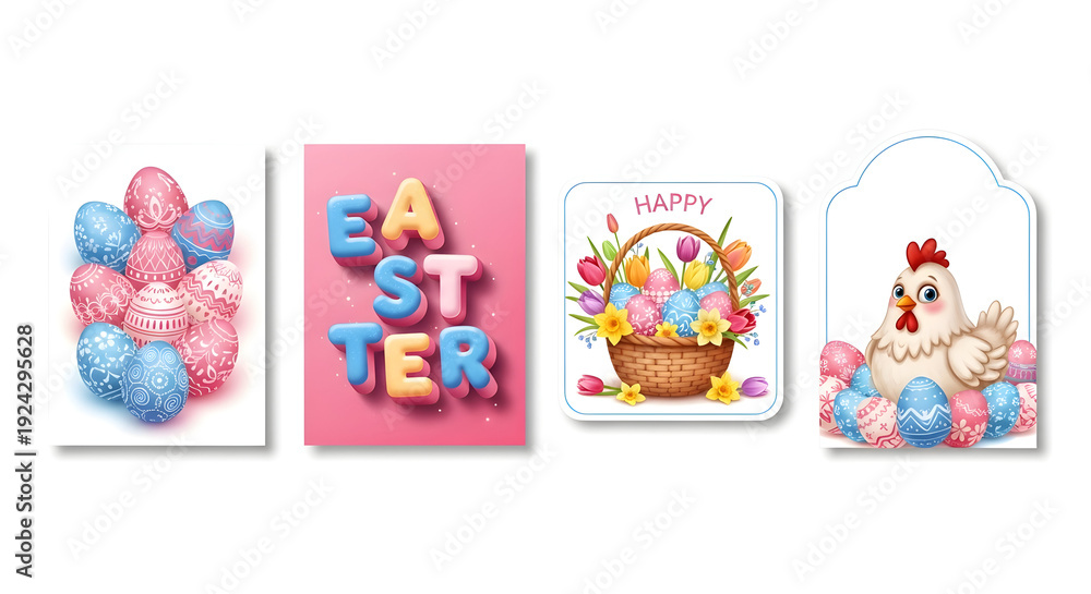 Obraz premium A delightful easter themed collection with balloons and festive illustrations.